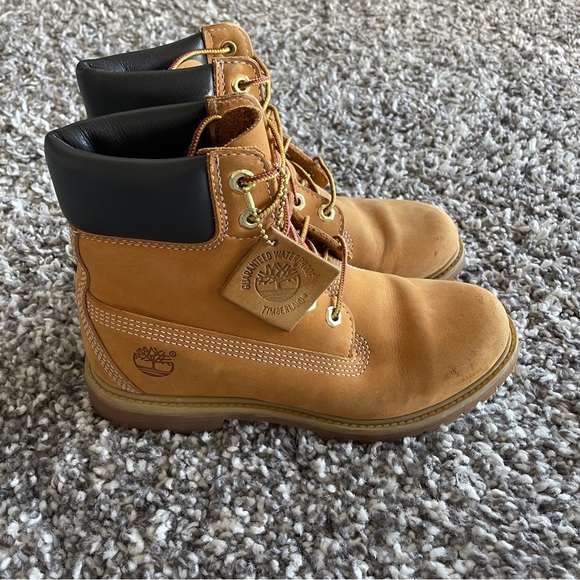 Youth Timberland 6 inch Wheat Nubuck Boot 6M - Picture 5 of 8
